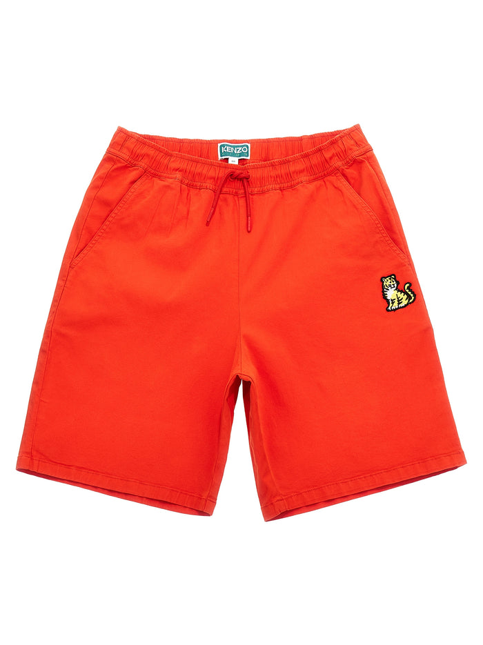 Embroidered bermuda shorts Red Cotton Bermuda