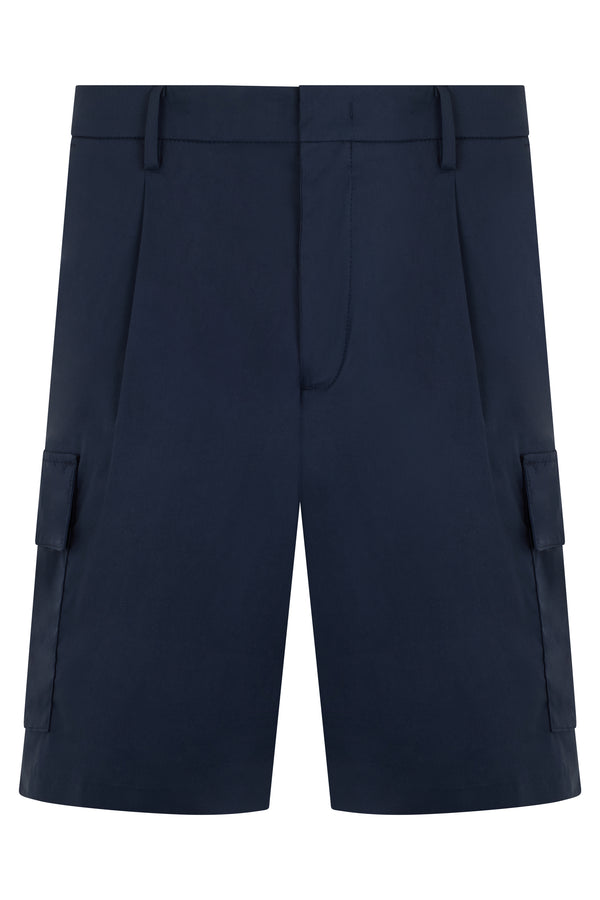 Bermuda Cargo Shorts Gabardine Blue Cotton
