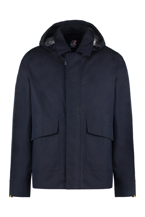 Kaya Cotton-Linen Blend Jacket Blue Polyurethane; Linen; Cotton Raincoats