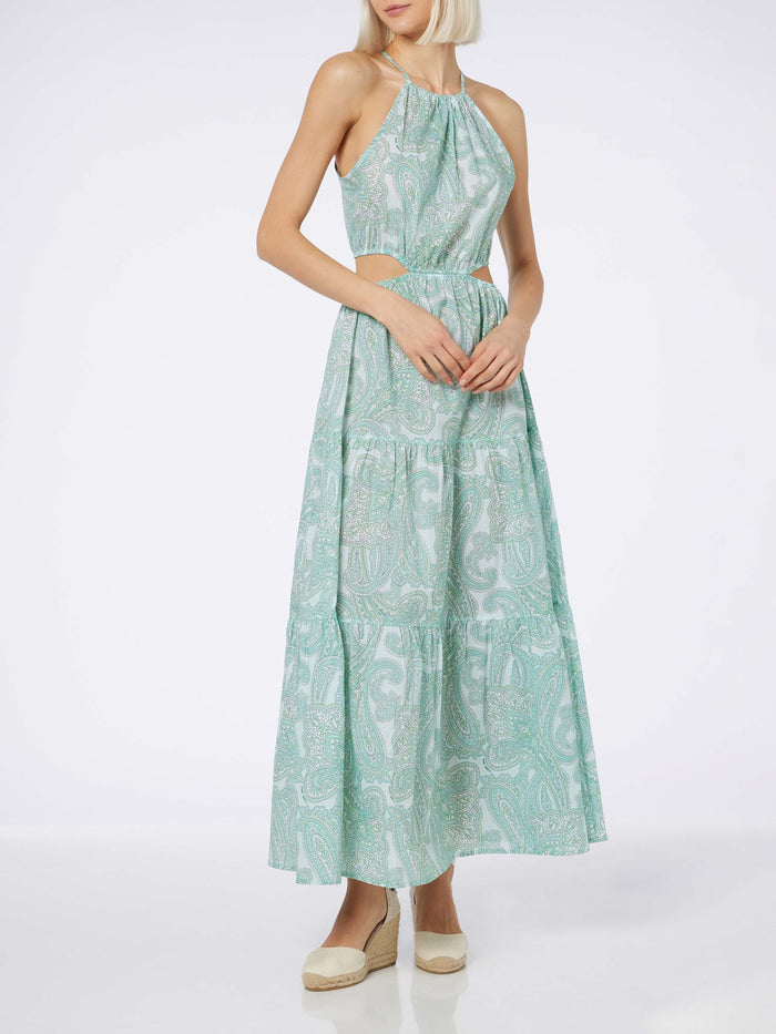 Kaby Paisley Print Long Dress Green