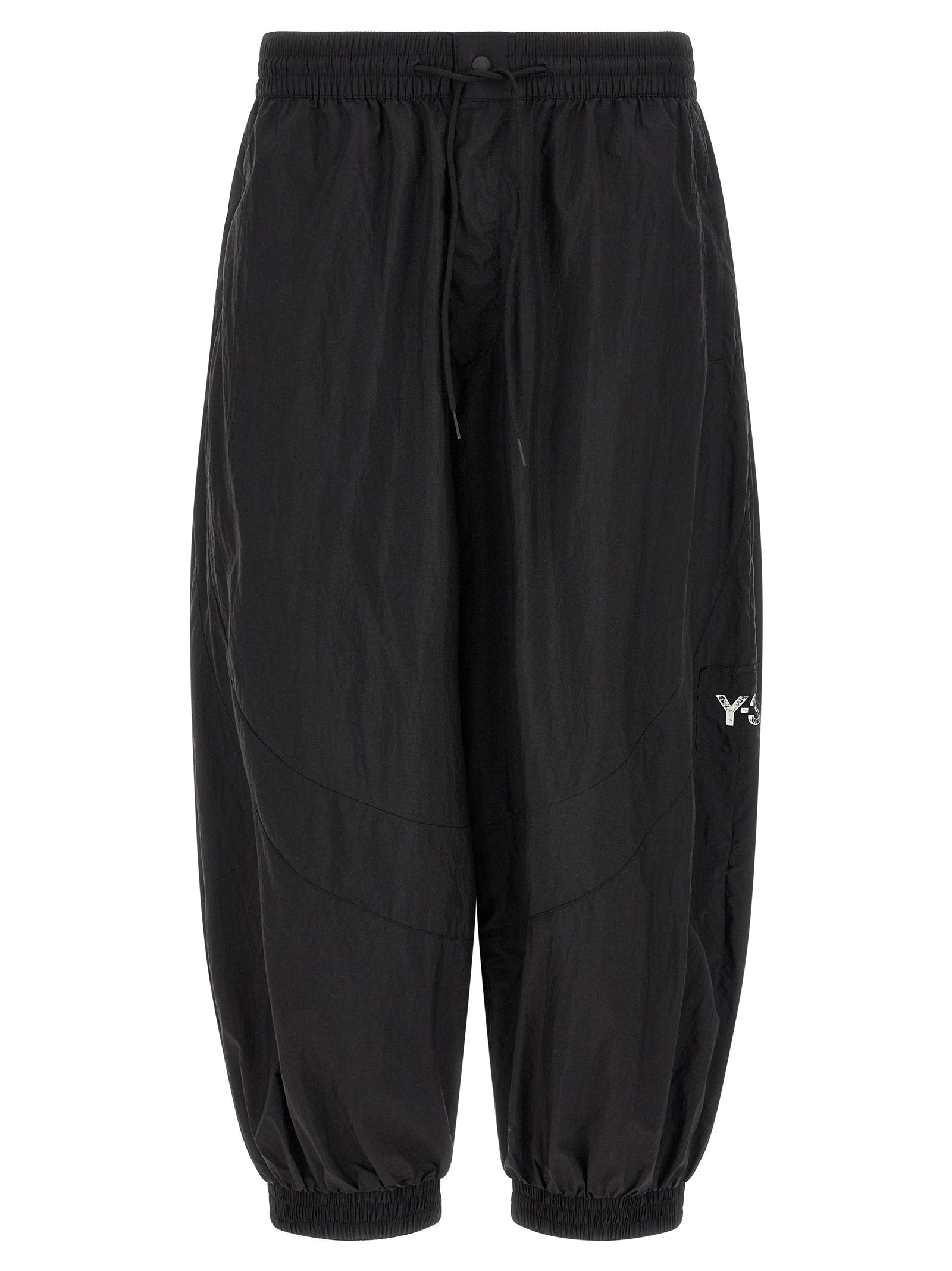 Rough-Edged Joggers Black Polyamide Pant