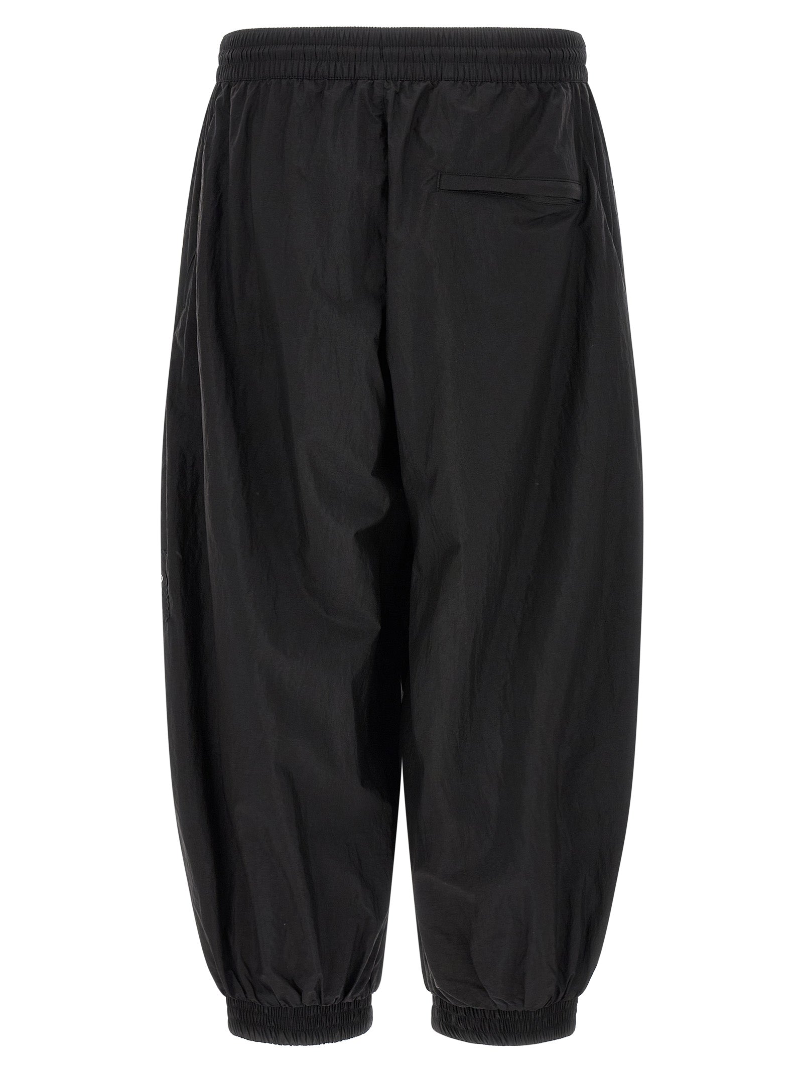 Rough-Edged Joggers Black Polyamide Pant