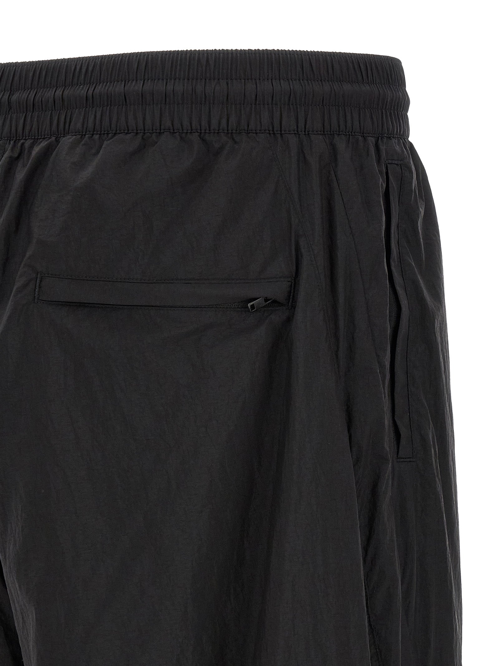 Rough-Edged Joggers Black Polyamide Pant