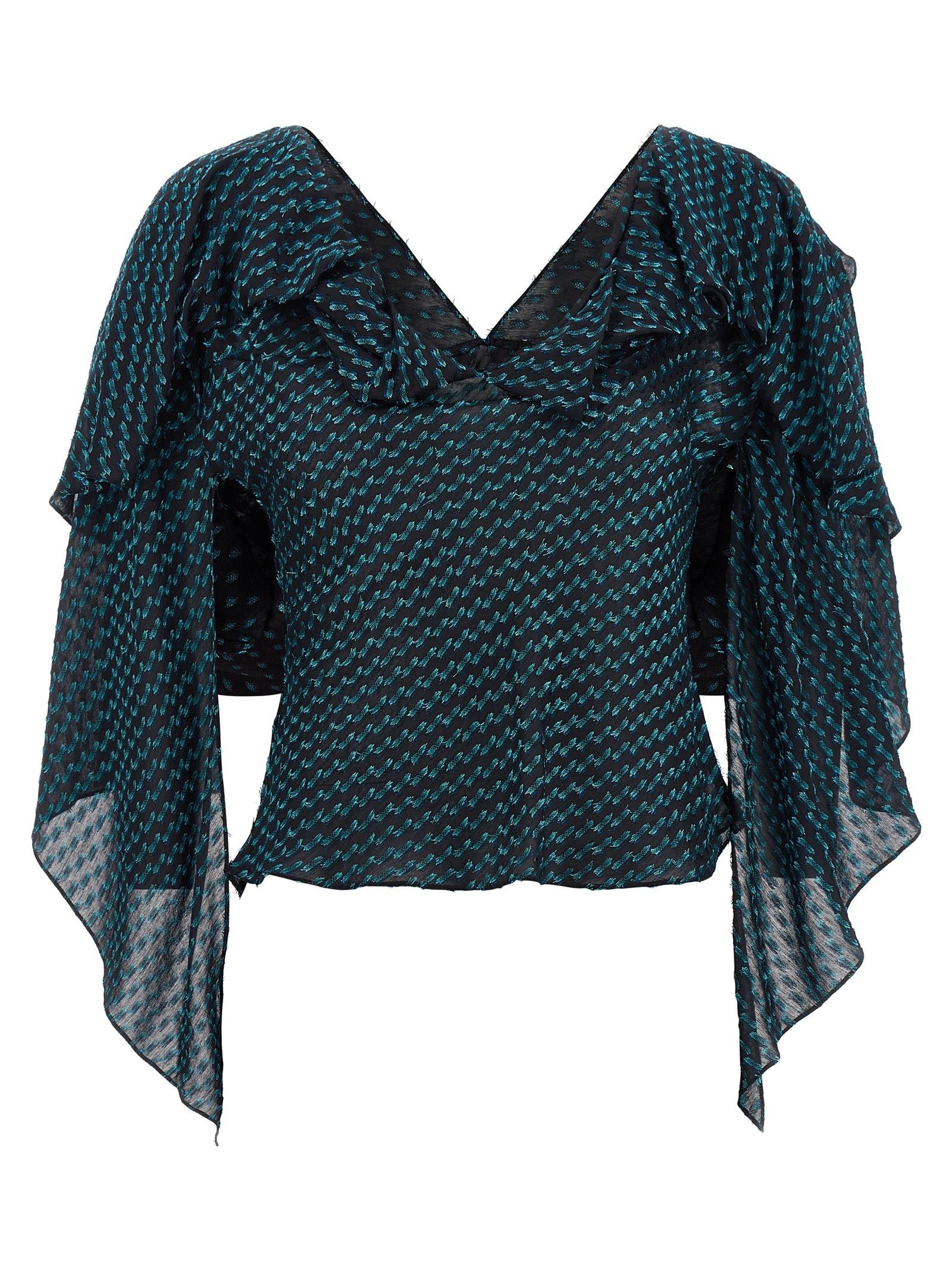 Plexus blouse Blue Md Silk Polyester Virgin Wool Shirt