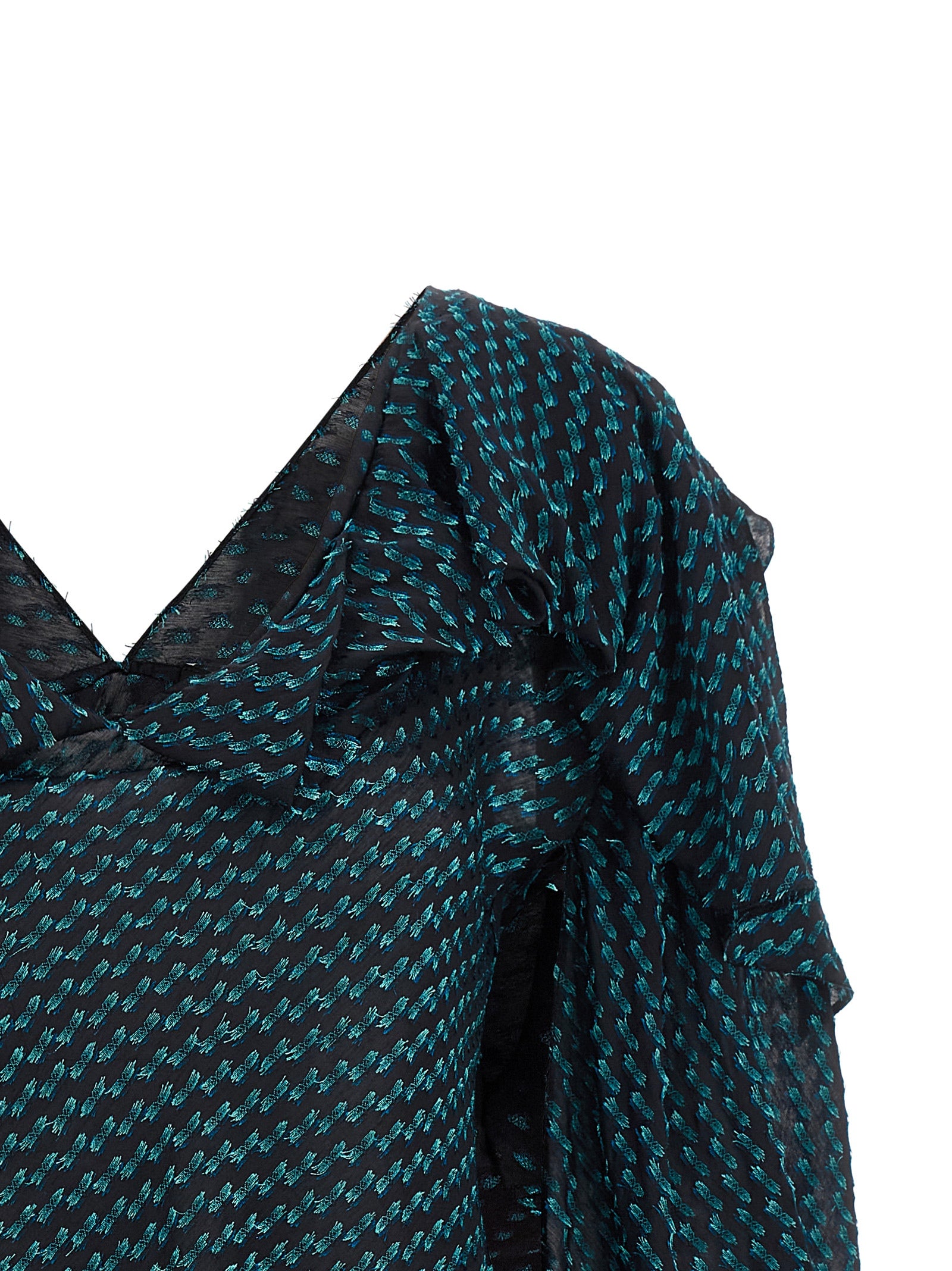 Plexus blouse Blue Md Silk Polyester Virgin Wool Shirt