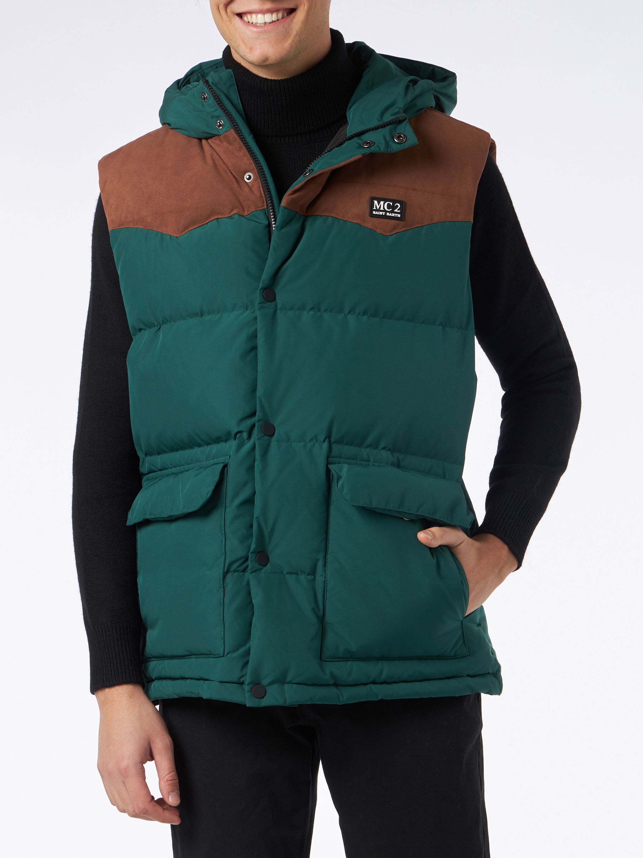 Man Green Down Vest Jacket