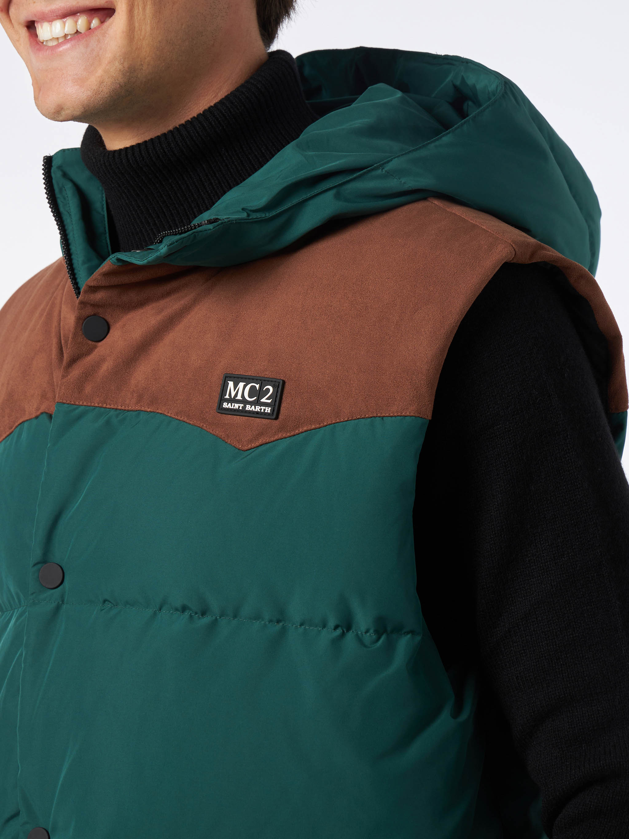 Man Green Down Vest Jacket