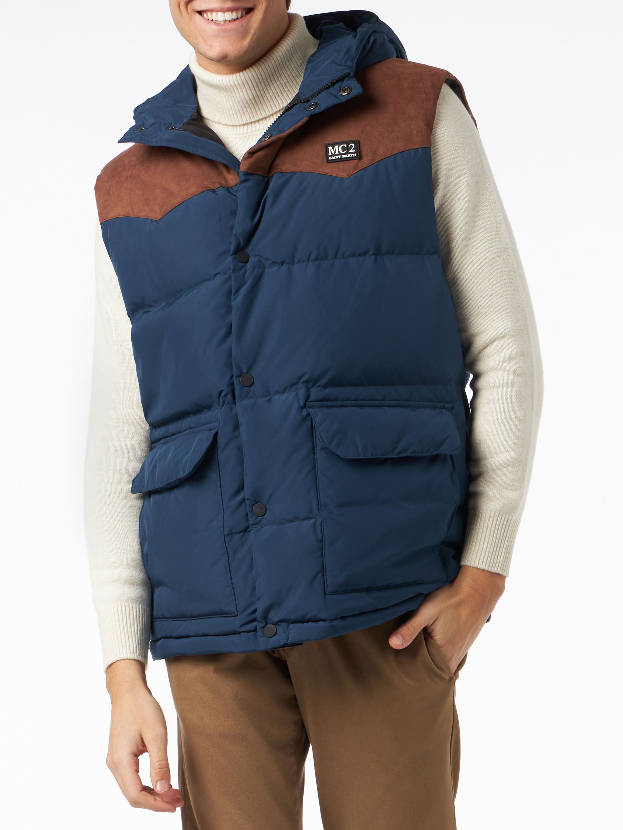 Man Blue Down Vest Jacket