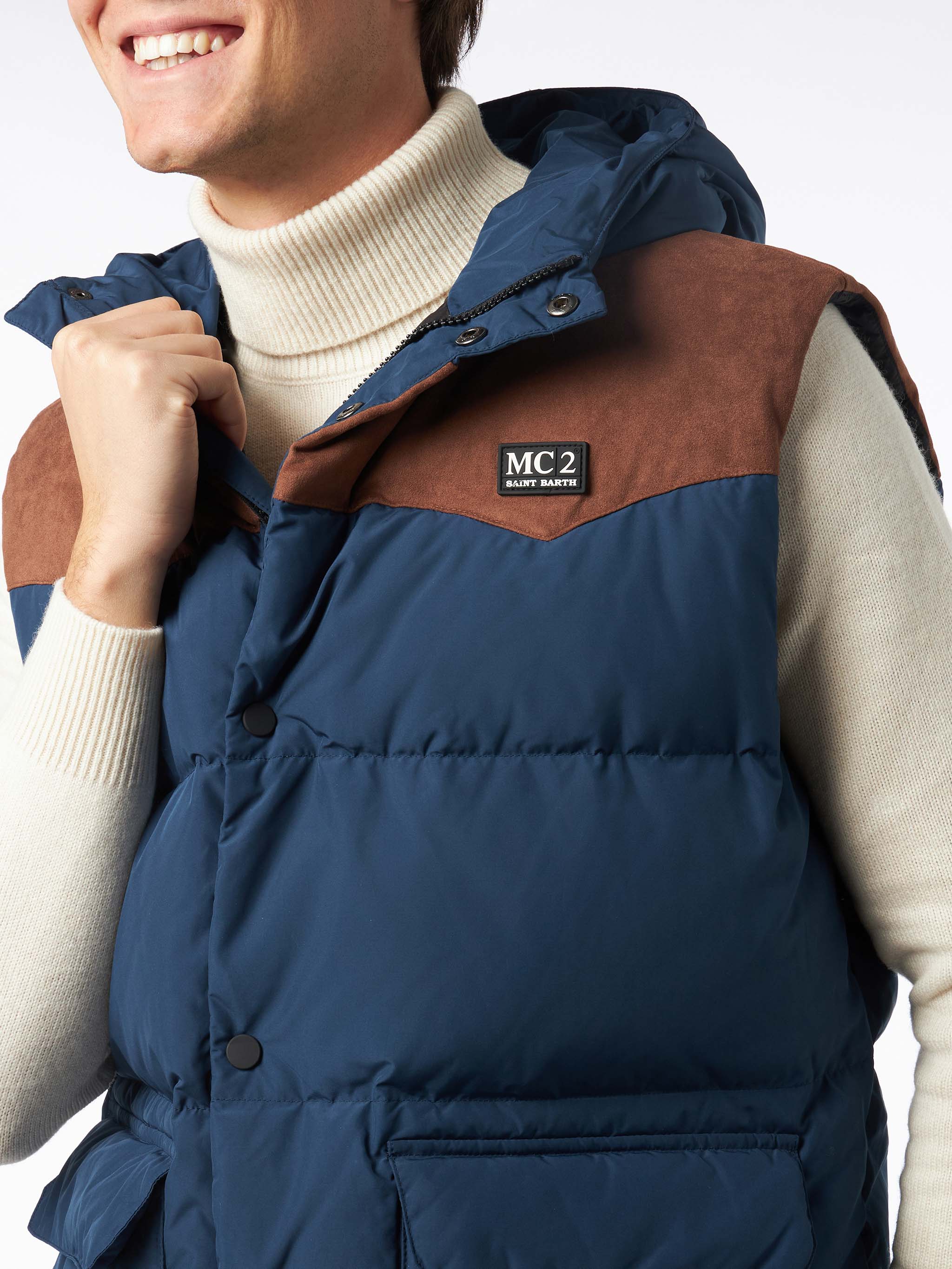 Man Blue Down Vest Jacket
