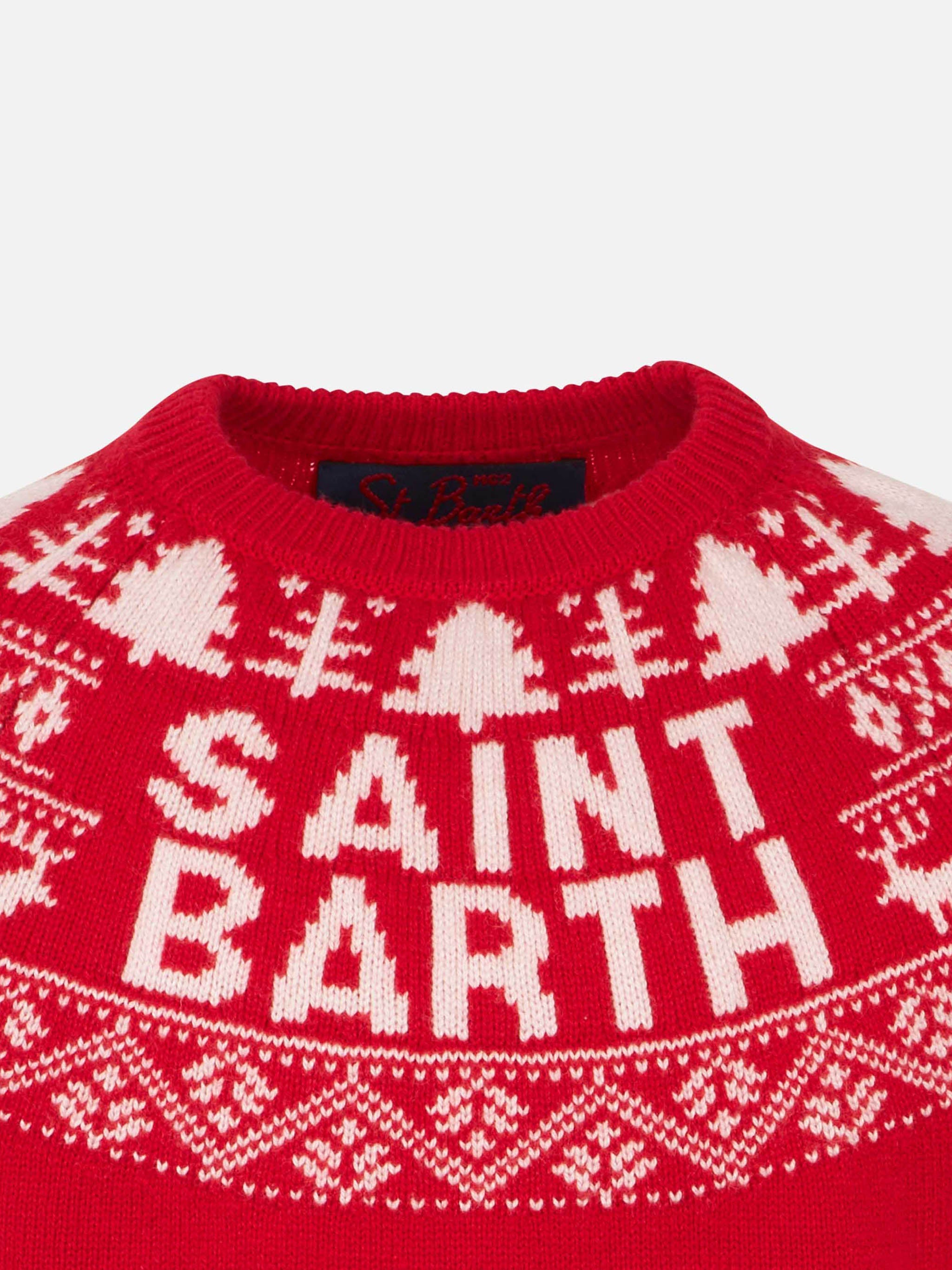 Saint Barth Norwegian Print Boy Sweater Red
