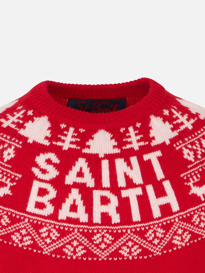 Saint Barth Norwegian Print Boy Sweater Red