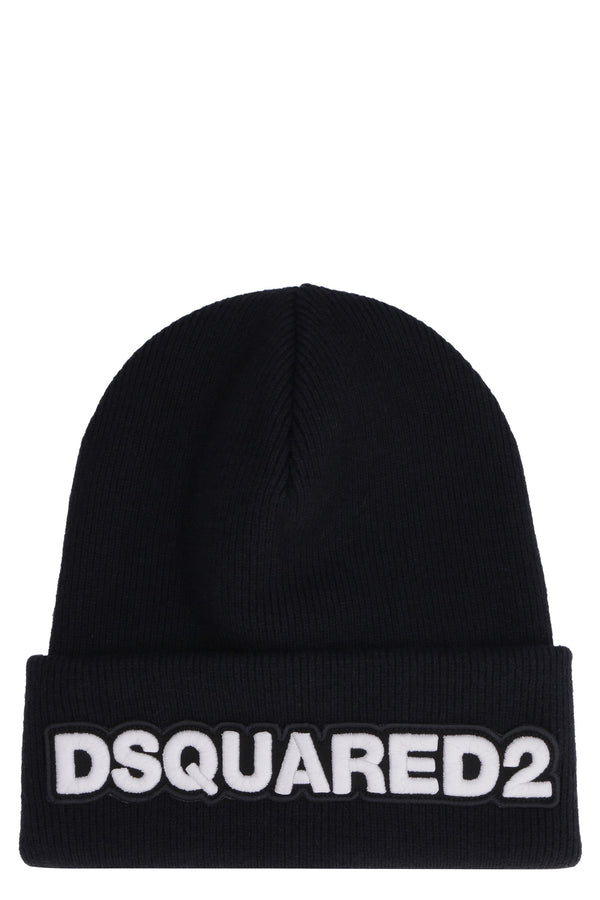 Ribbed Wool Beanie Black Hat