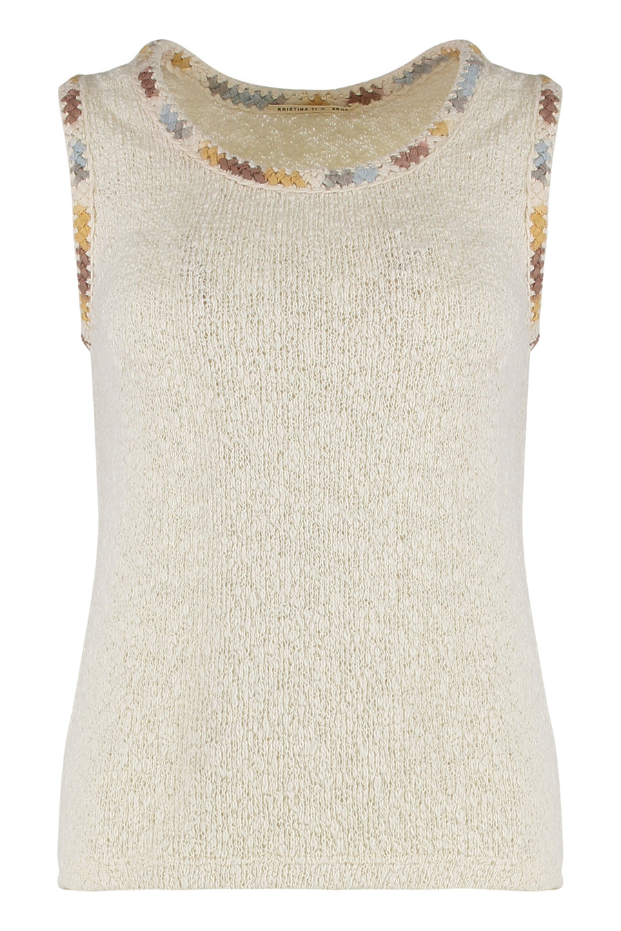Cotton Knitted Sleeveless Top White Vests & Tank Tops