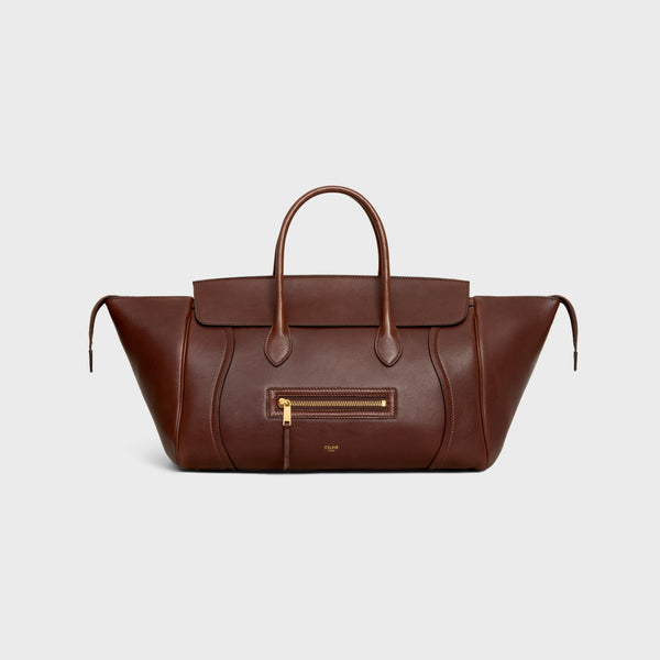 Celine Lambskin top handle bag in brown