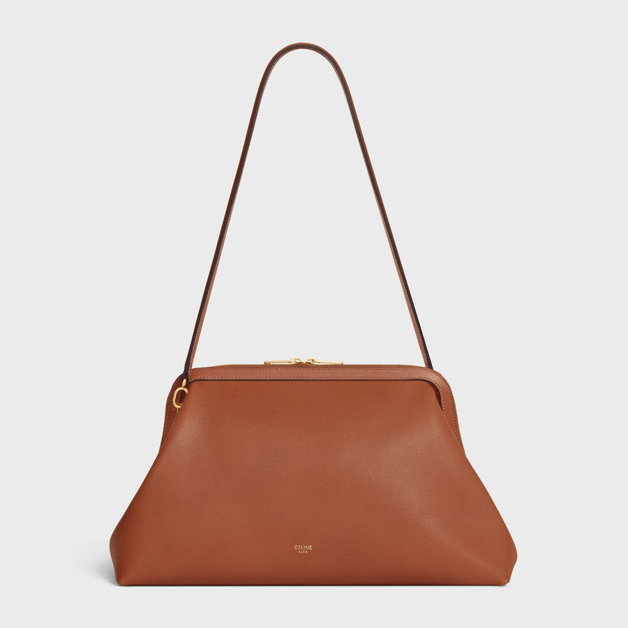 Celine Natural calfskin top handle bag in brown