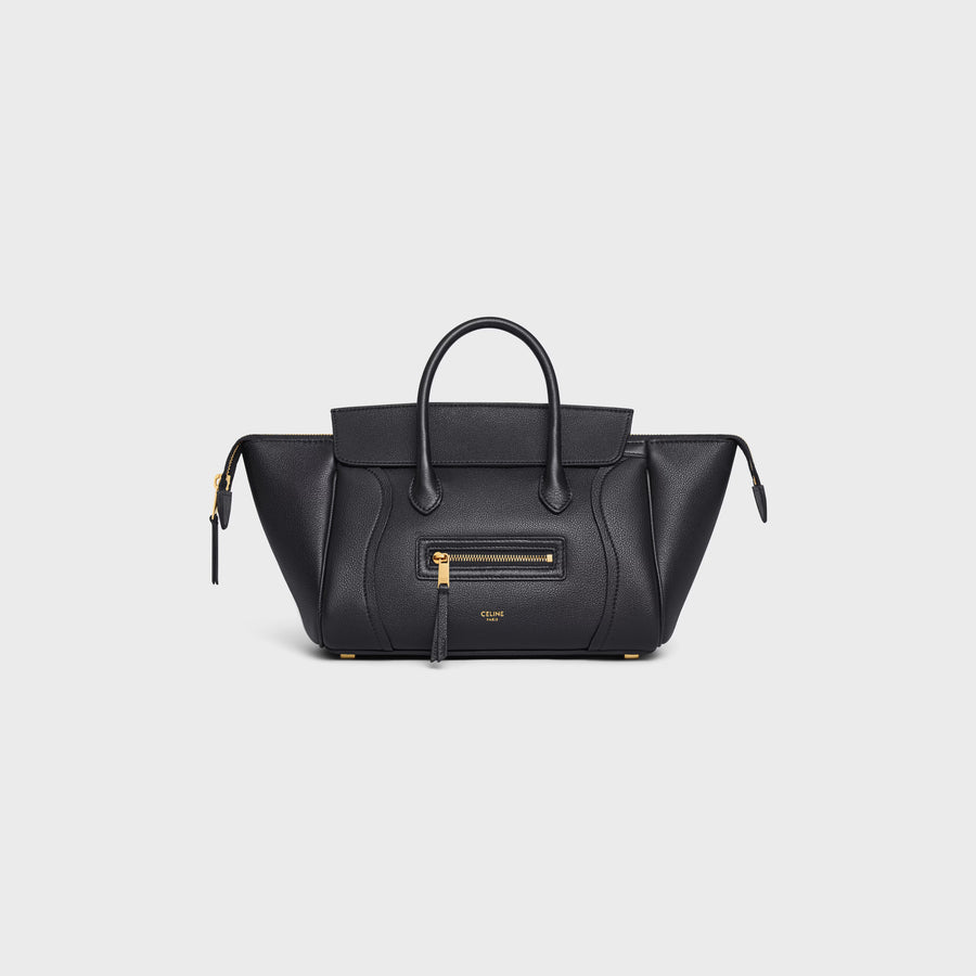 Celine Grained leather top handle bag in black