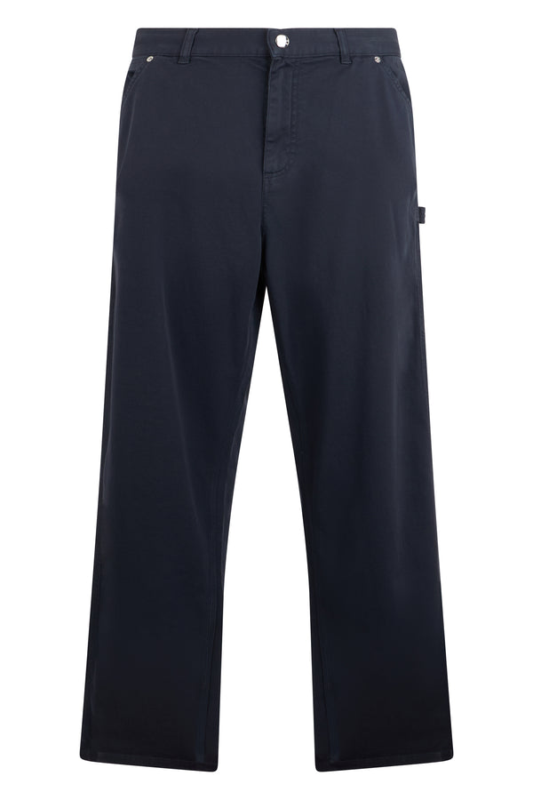 Trousers Gabardine Cotton-Blend Blue Chinos