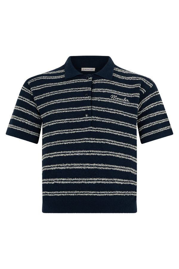 Polo Shirt Striped Blue Cotton