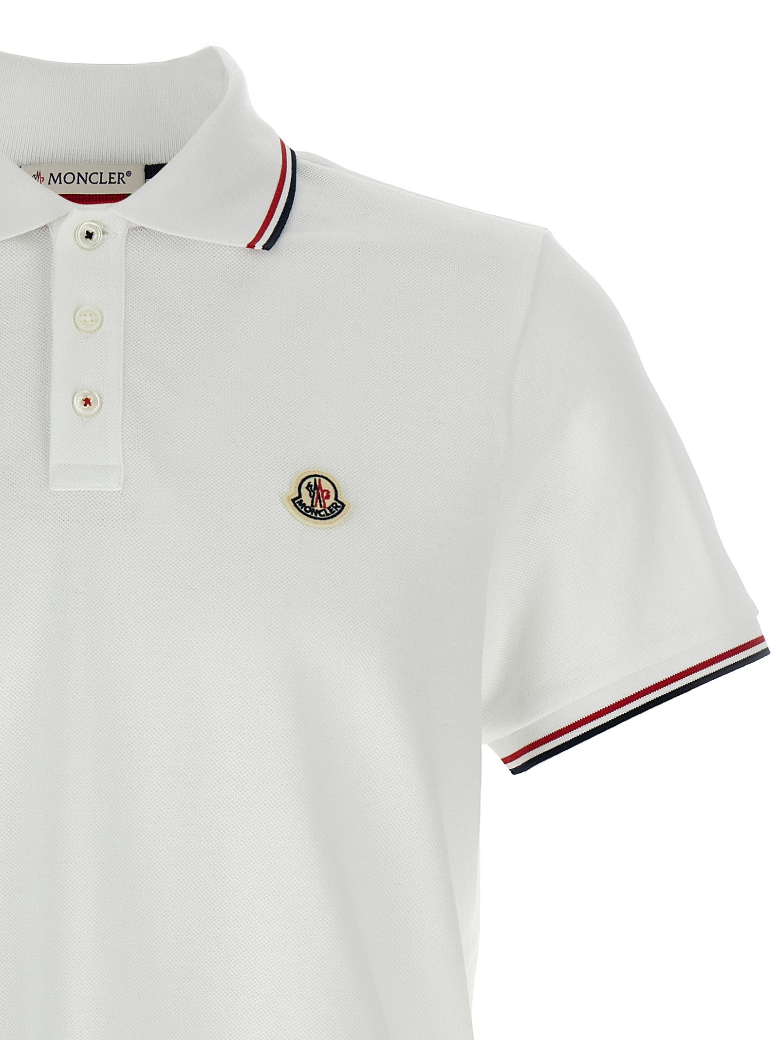 Tricolor detail polo shirt White Cotton