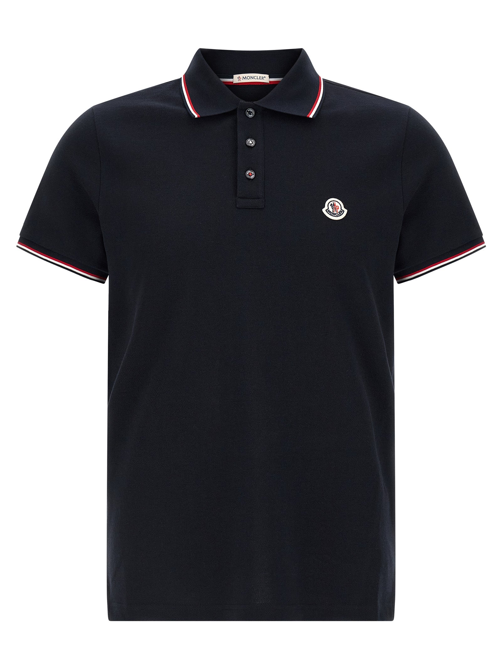 Tricolor Detail Polo Shirt Blue Cotton