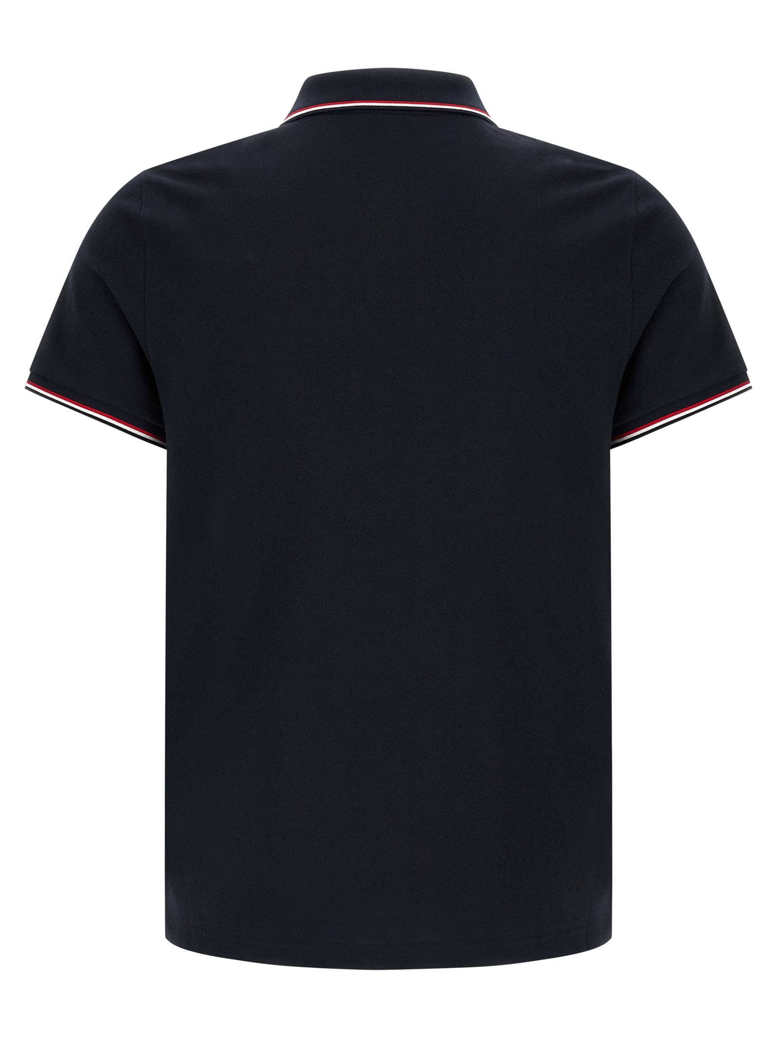 Tricolor Detail Polo Shirt Blue Cotton