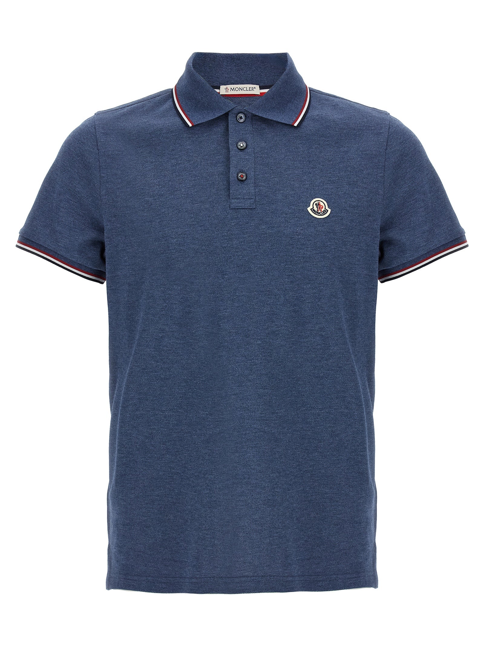 Tricolor Detail Polo Shirt Blue Cotton