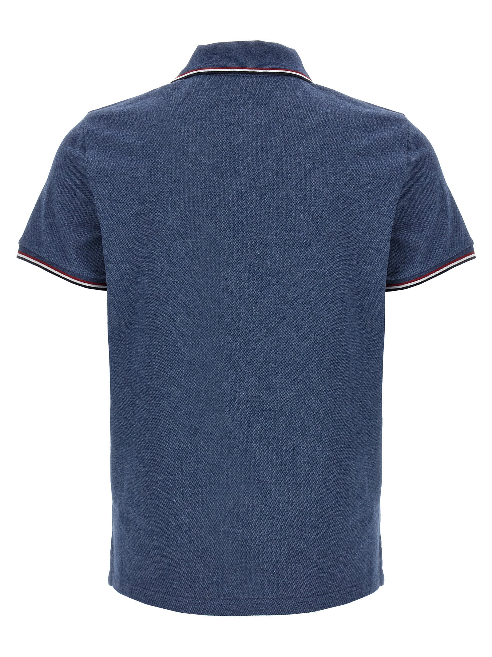 Tricolor Detail Polo Shirt Blue Cotton