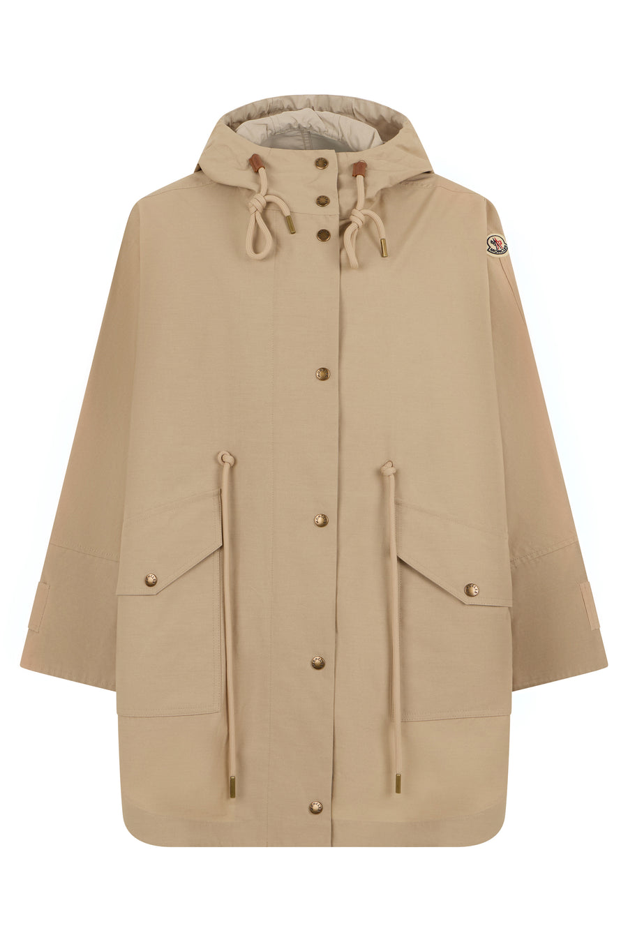 Coat Hooded Cotton-Blend Beige