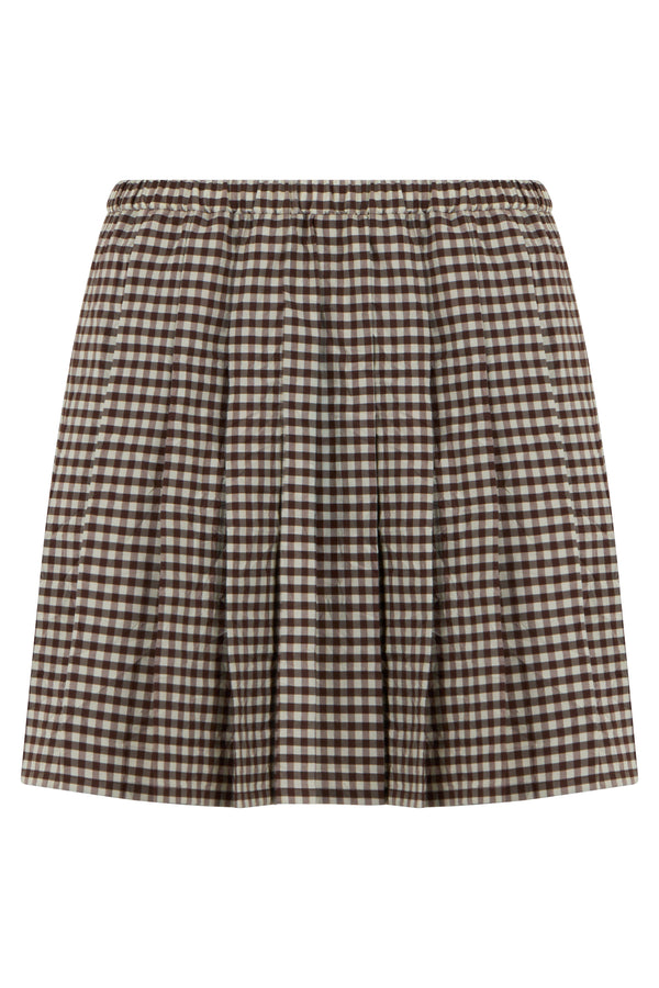 Mini Skirt Mixed Cotton Brown Polyester