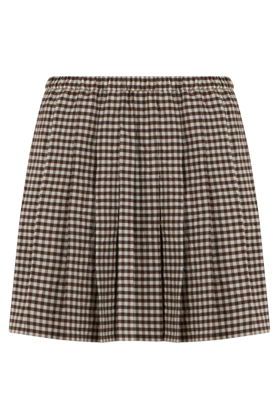 Mini Skirt Mixed Cotton Brown Polyester