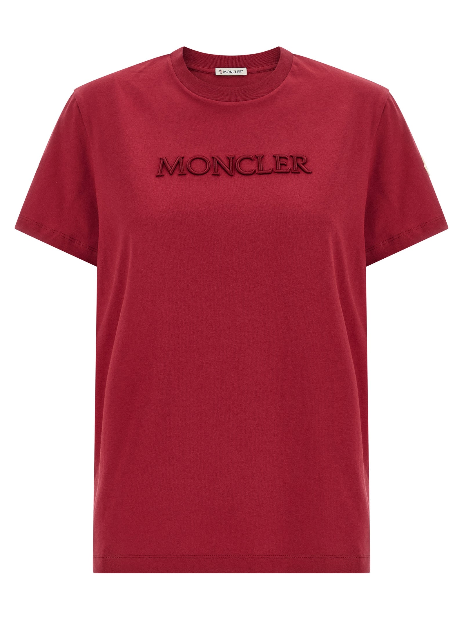 Logo Embroidery T-Shirt Red Cotton