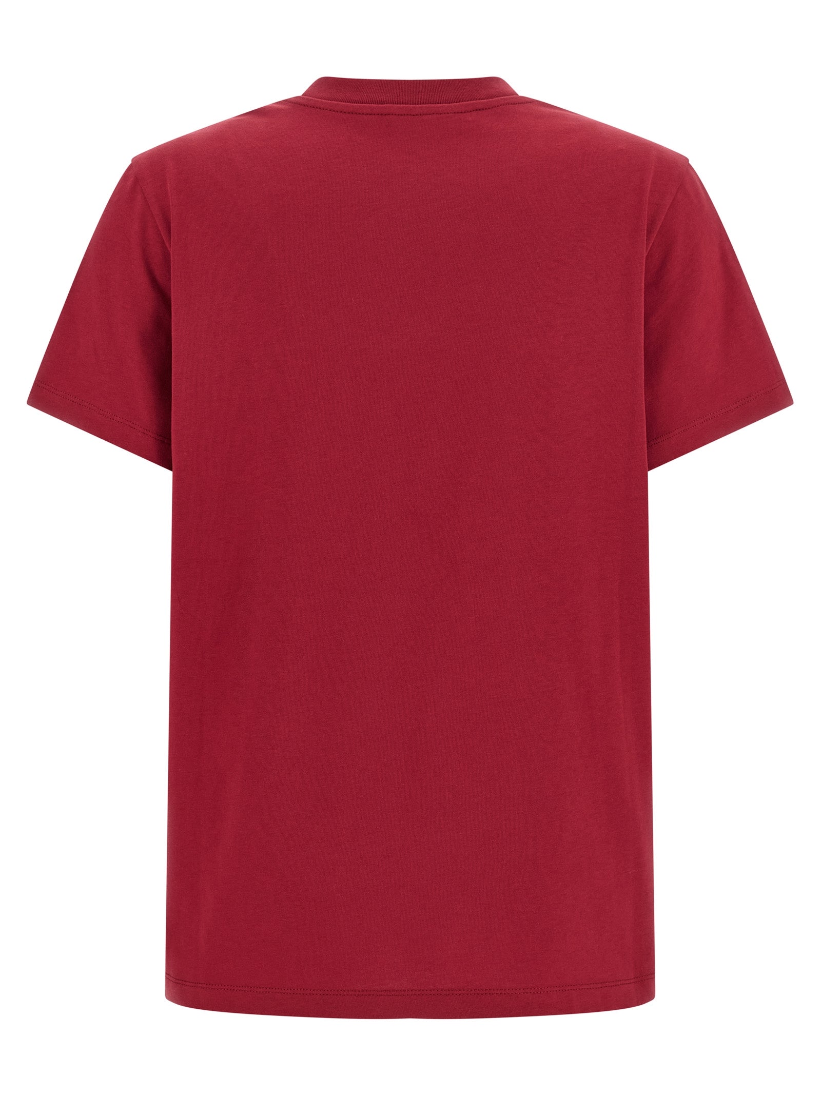 Logo Embroidery T-Shirt Red Cotton