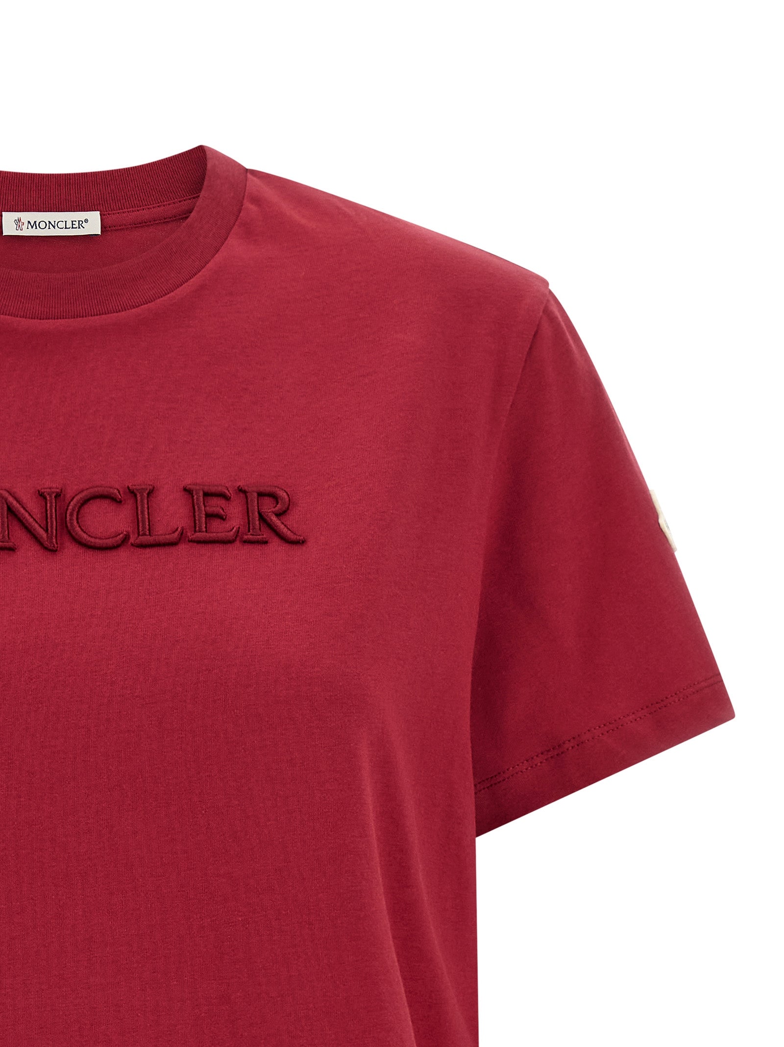 Logo Embroidery T-Shirt Red Cotton