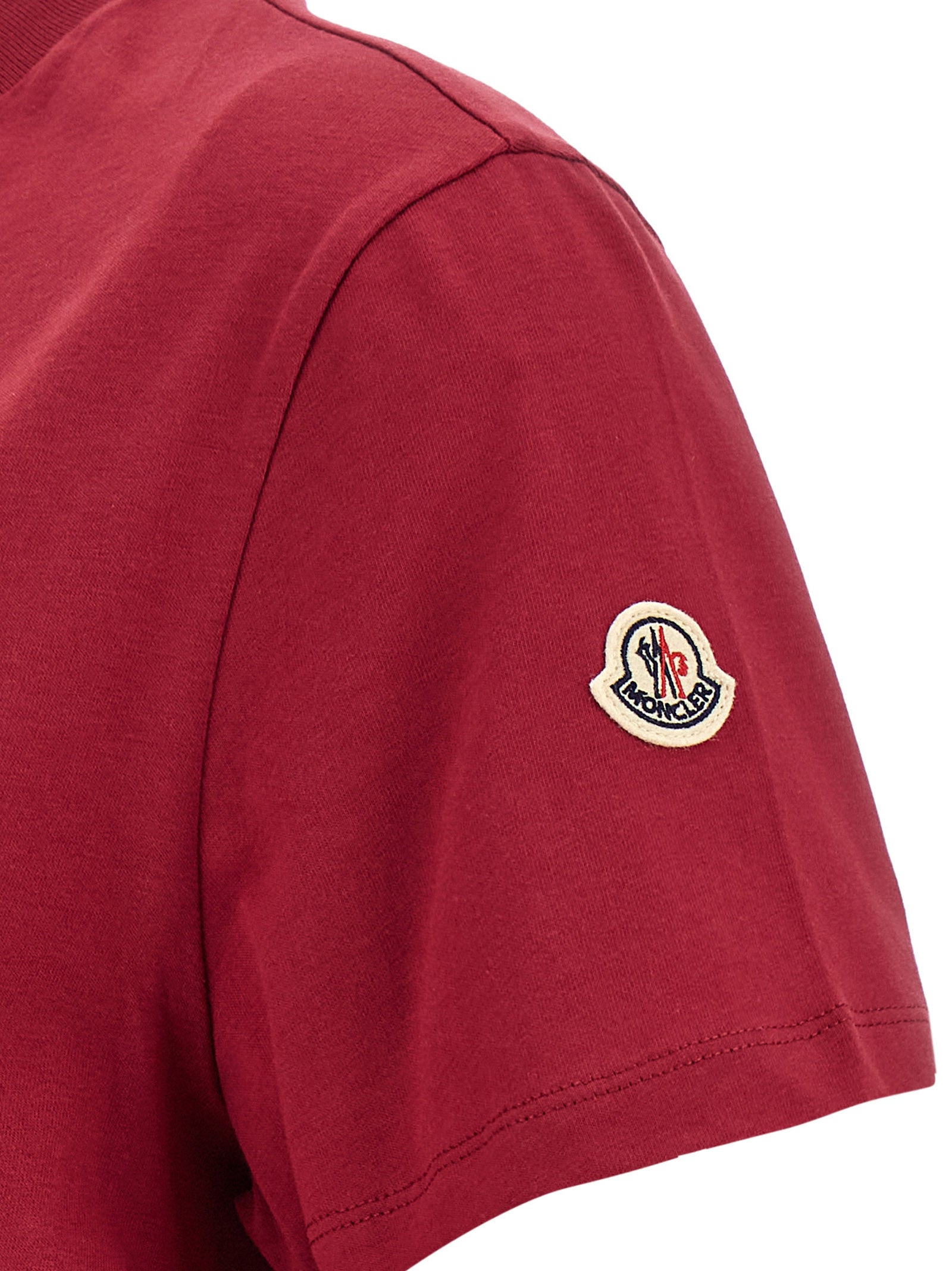Logo Embroidery T-Shirt Red Cotton