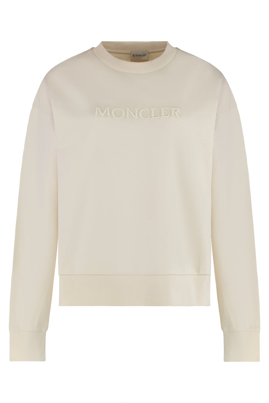 Hoodie With Embroidered Logo Ecru Cotton Sweatshirts