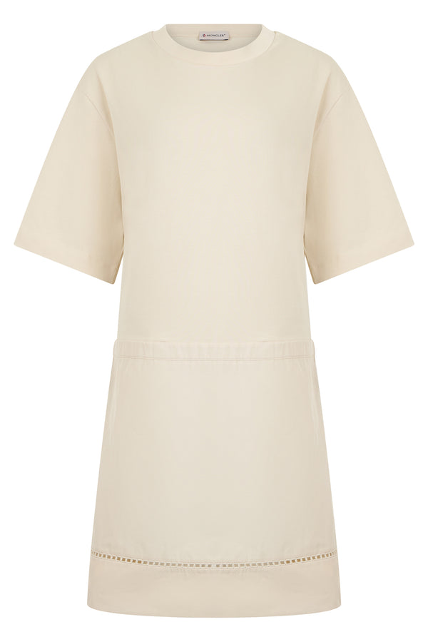 Mini T-Shirt Dress Beige Cotton