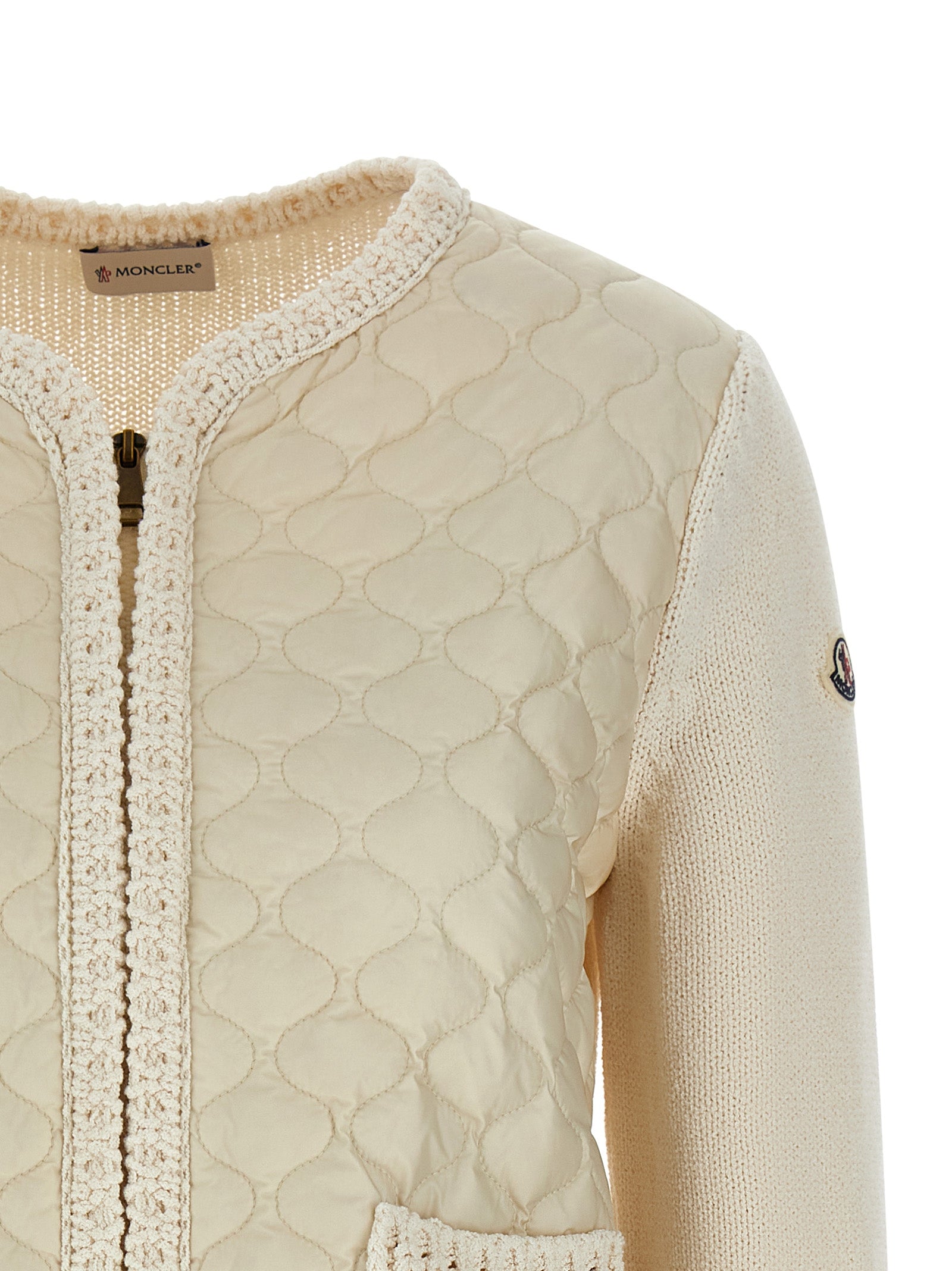 Padded cardigan Beige Cotton Sweater, Cardigans