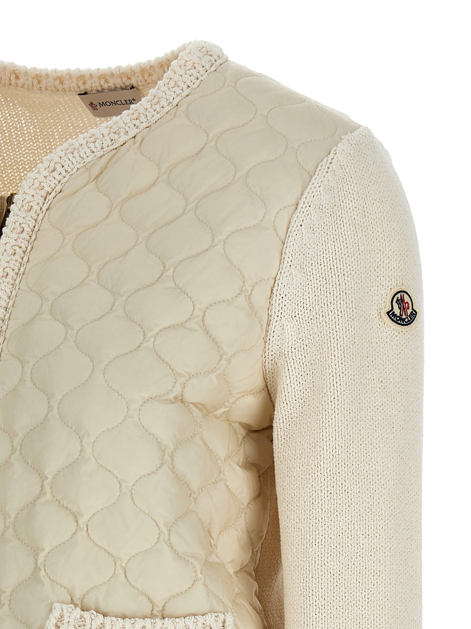 Padded cardigan Beige Cotton Sweater, Cardigans