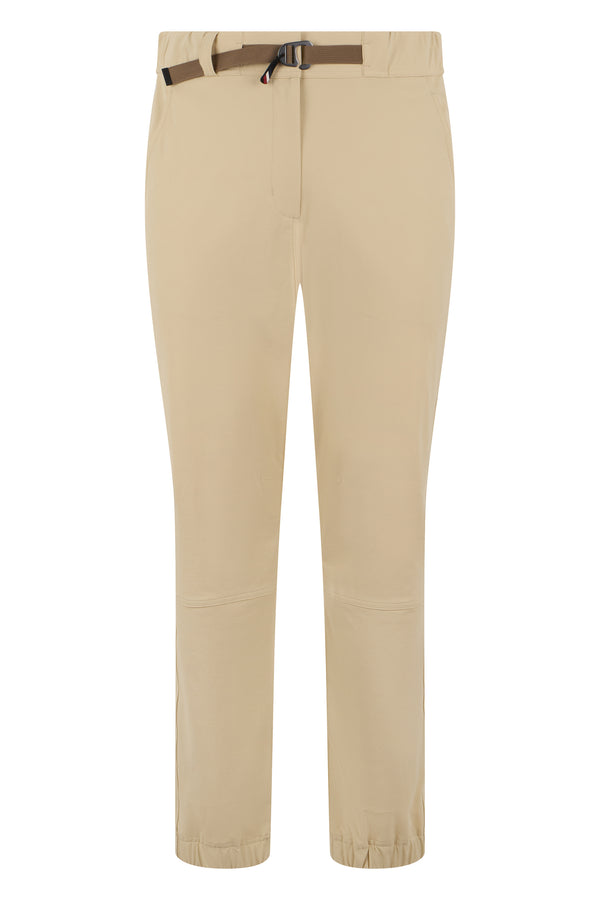 Straight Trousers With Contrasting Belt Beige Polyamide