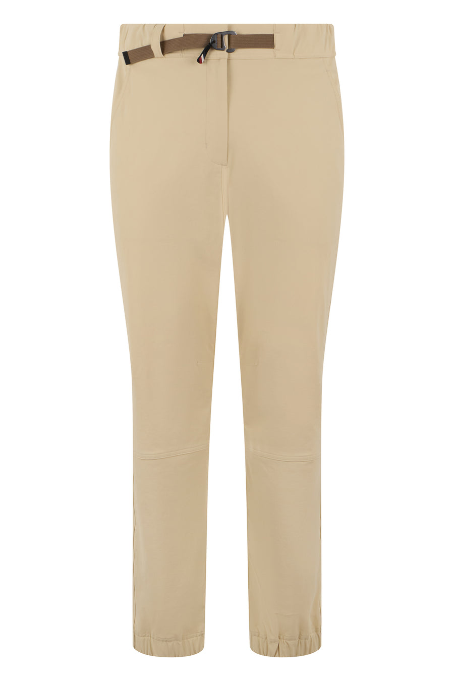 Straight Trousers With Contrasting Belt Beige Polyamide