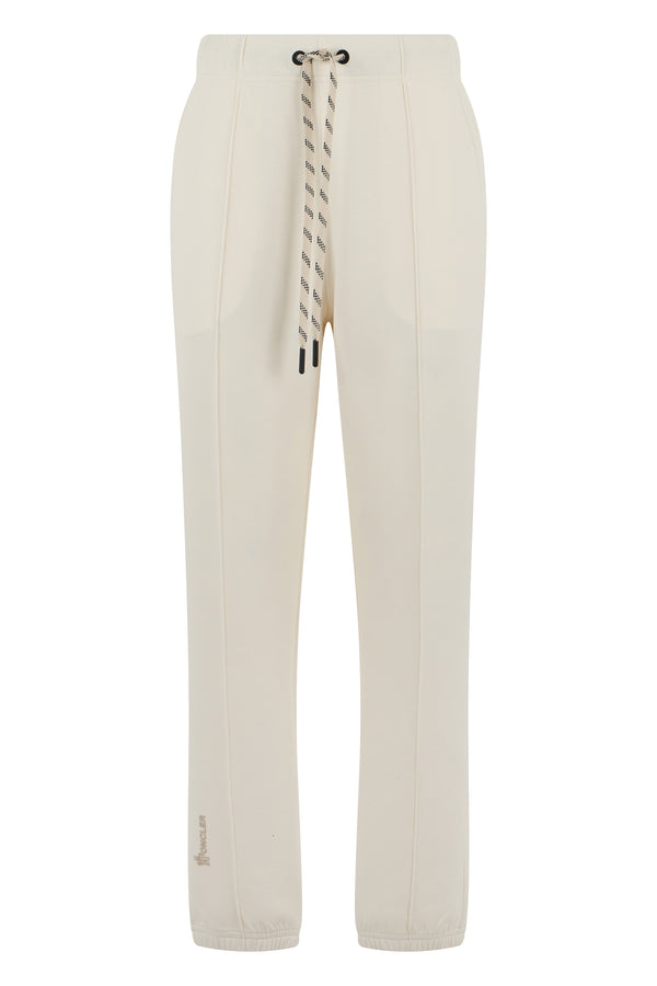 High-Waisted Track Trousers Cream Polyester Pants