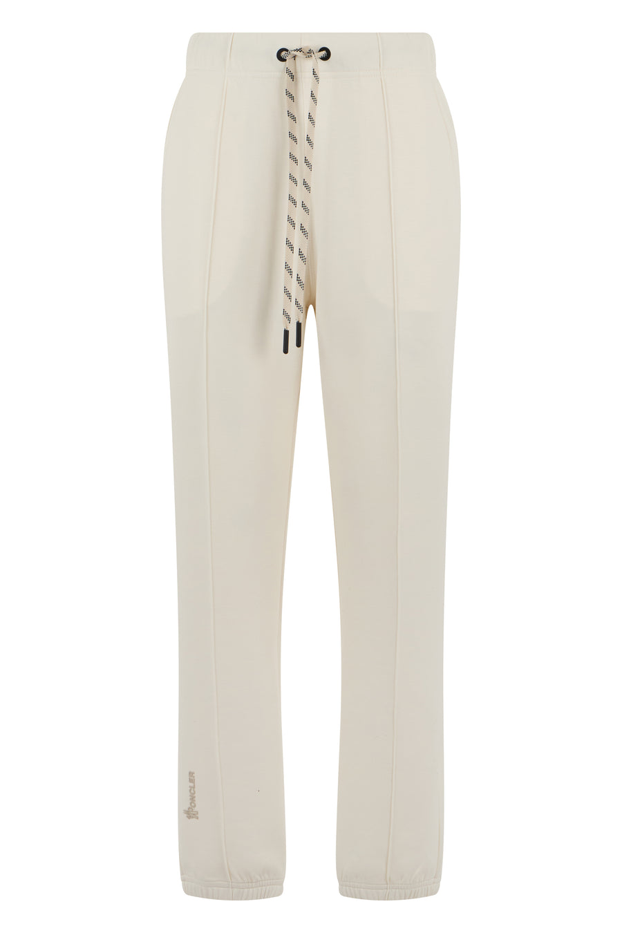 High-Waisted Track Trousers Cream Polyester Pants