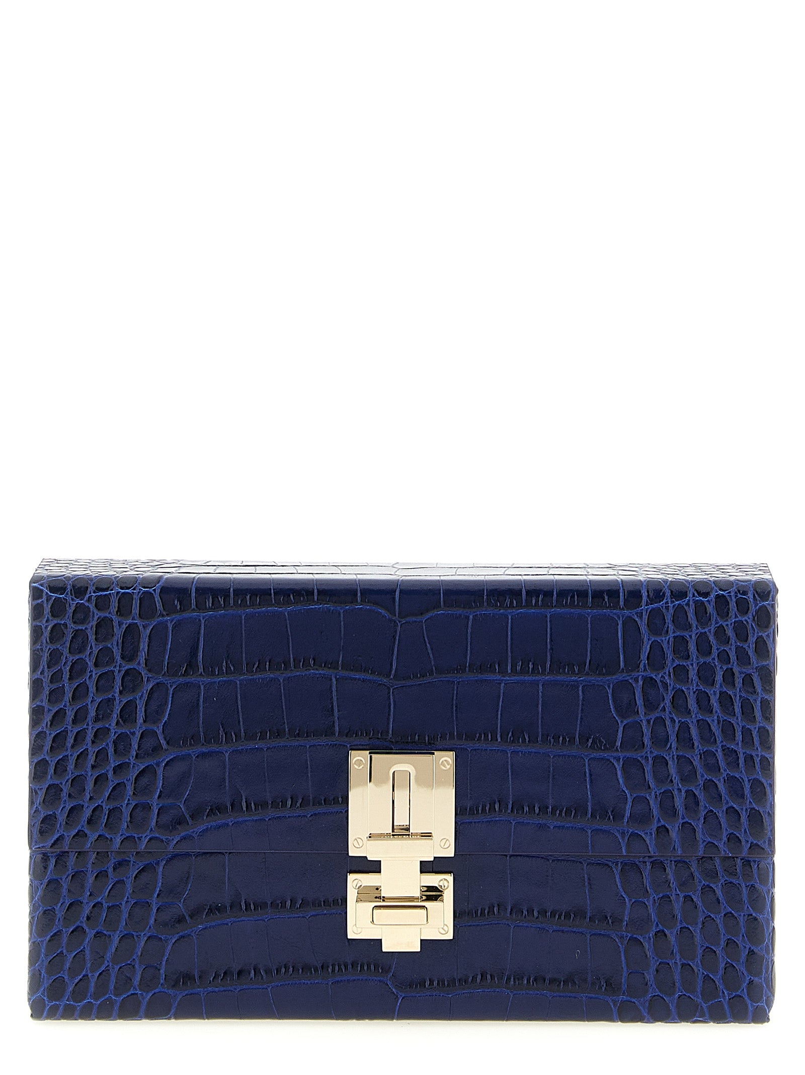 Rigid clutch Blue Calfskin Leather (bos Taurus)