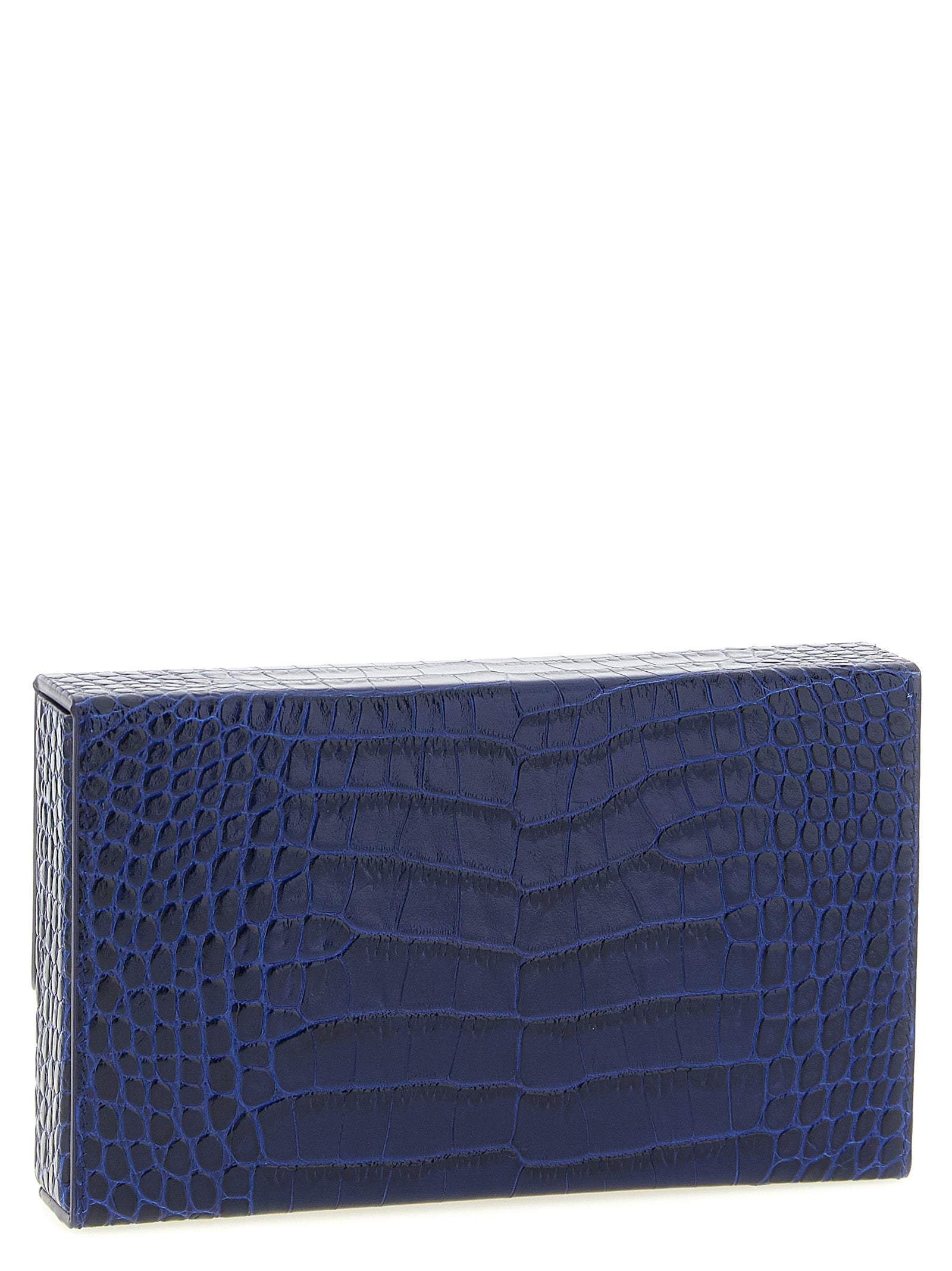 Rigid clutch Blue Calfskin Leather (bos Taurus)