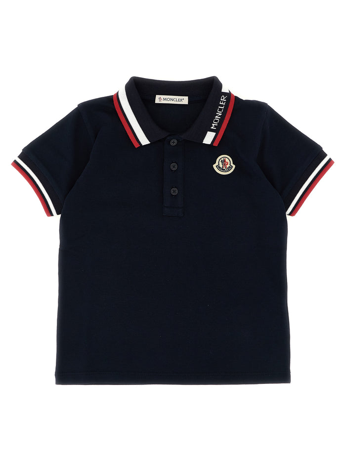 Tricolor trim polo shirt Blue Cotton