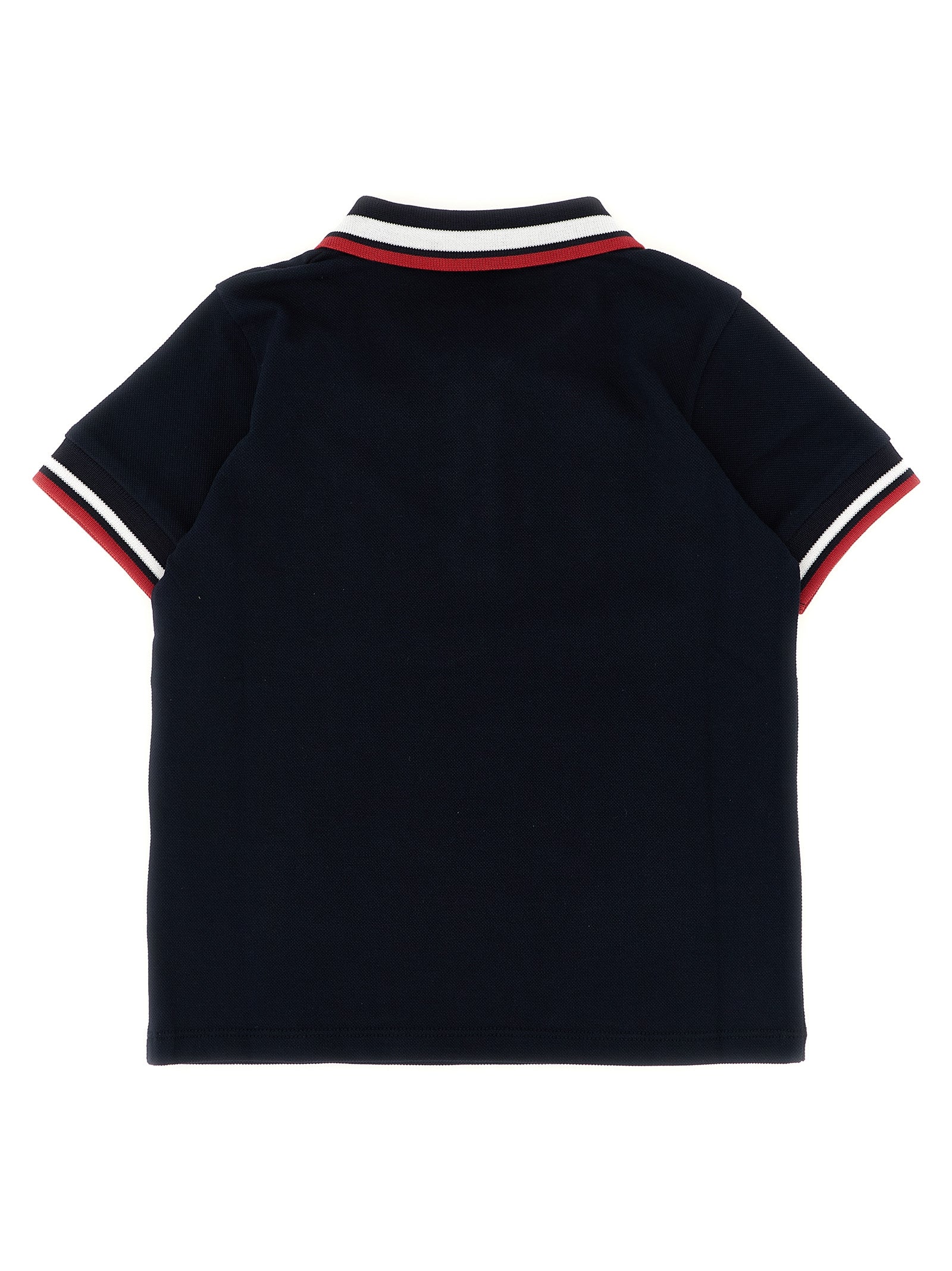 Tricolor trim polo shirt Blue Cotton