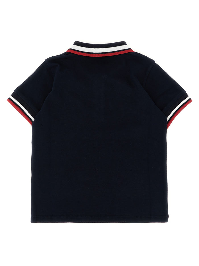 Tricolor trim polo shirt Blue Cotton