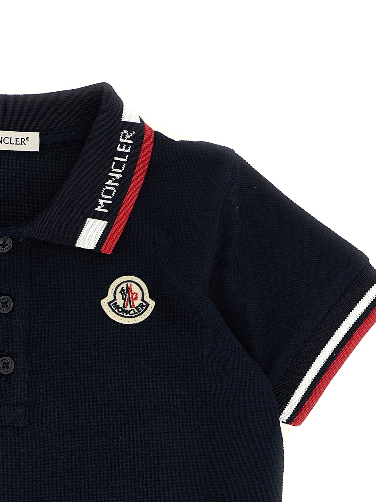 Tricolor trim polo shirt Blue Cotton