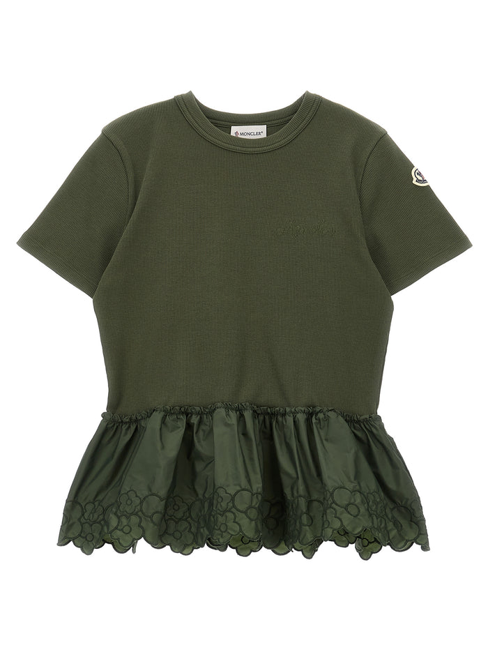 Floral embroidery t-shirt Green Polyamide