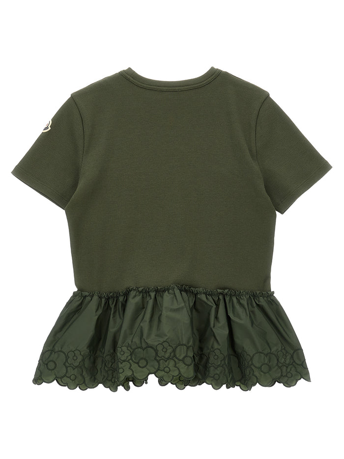 Floral embroidery t-shirt Green Polyamide